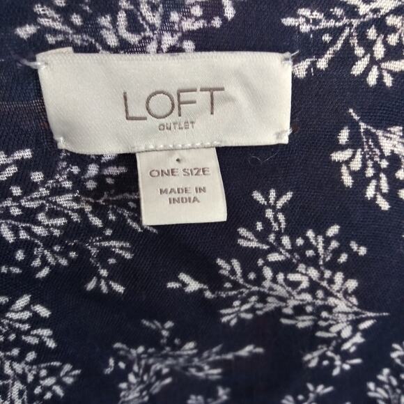 Loft Navy Blue Floral Kimono Cardigan Cover Up Size OS - Picture 6 of 7